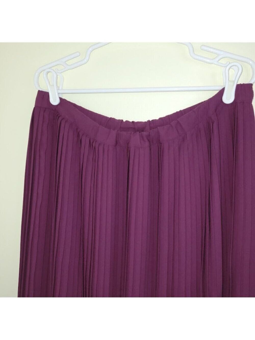 Eileen Fisher Knife Pleat Midi Skirt Purple Polyester Women's Size 12 - Picture 5 of 9
